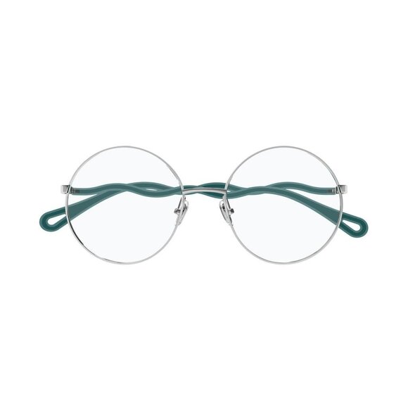 NEW CHLOE EYEGLASSES SILVER GREEN ROUND WOMEN EYEWEAR CHLOE CH0057O 008 - Picture 2 of 3